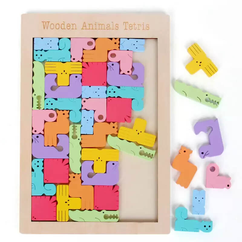 Wooden animal tetris