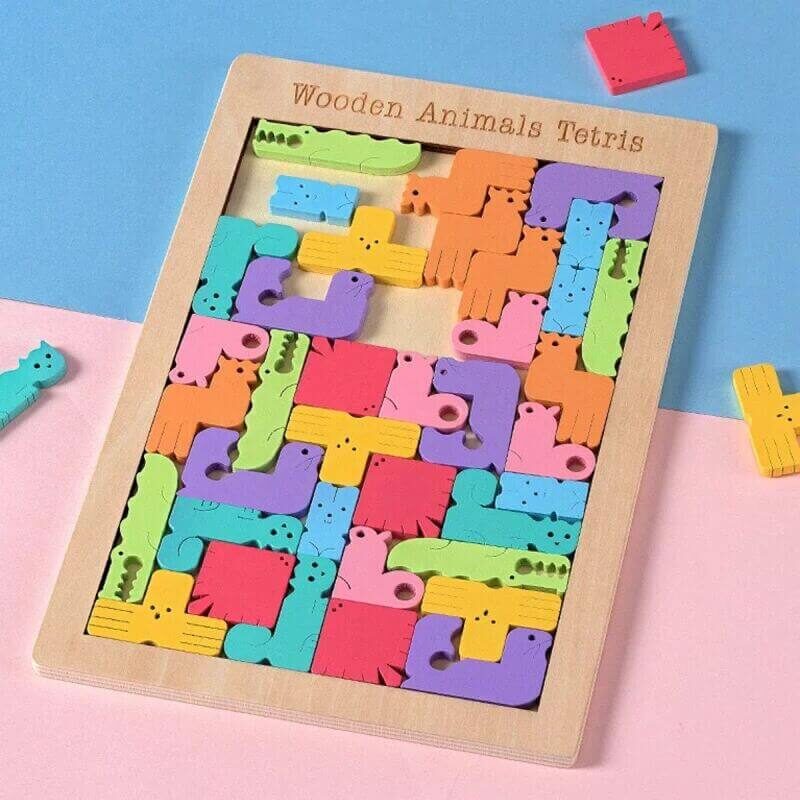 Wooden animal tetris